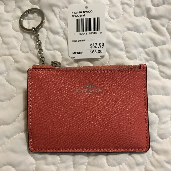 Coach Accessories - NWT Coach Card Hold coral Keychain